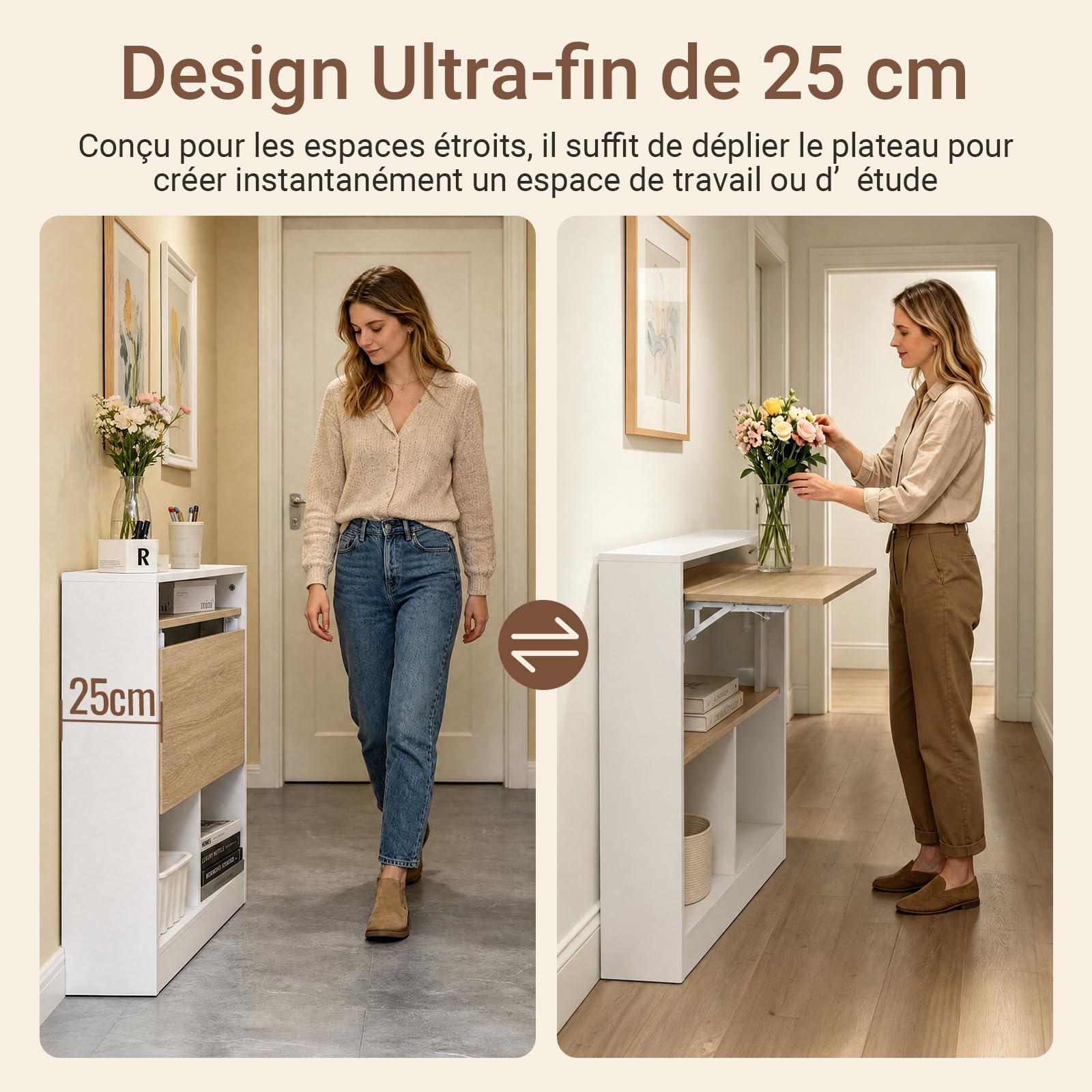 SoBuy Bureau Pliable Compact avec 4 Étagères 70x85x57cm Bureau