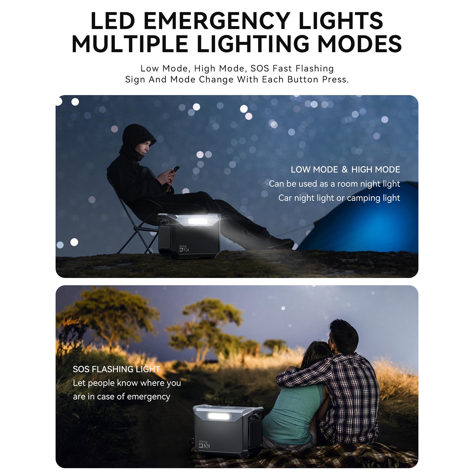 Irishom Centrale Electrique Portable, 2000W 2073.6Wh Capacité Batterie Générateur Solaire Mobile d'urgence, pour Sauvegarde à Domicile/Camping/Extéirieur/RV