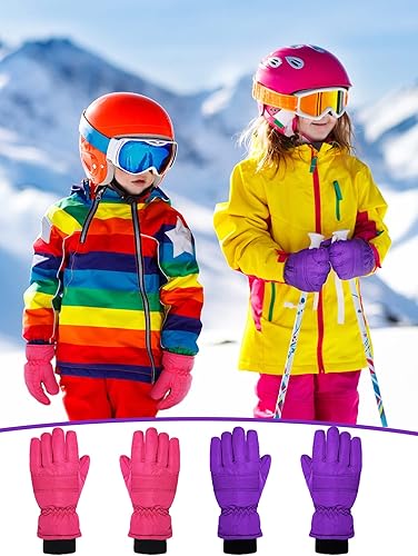 Miniatura 2 de Boao Guantes de esquí de invierno para niños, impermeables, cálidos, guantes de dedo completo para niños pequeños