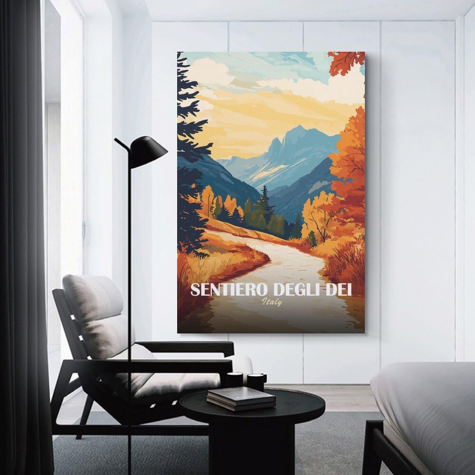 Junmoney Wall Art Print Sentiero Degli Dei, Italy Landscape Art, 20x30inch(50x75cm), for Living Room, Bedroom Or Apartment Walls, Modern Wall Decor for Cosy Interiors