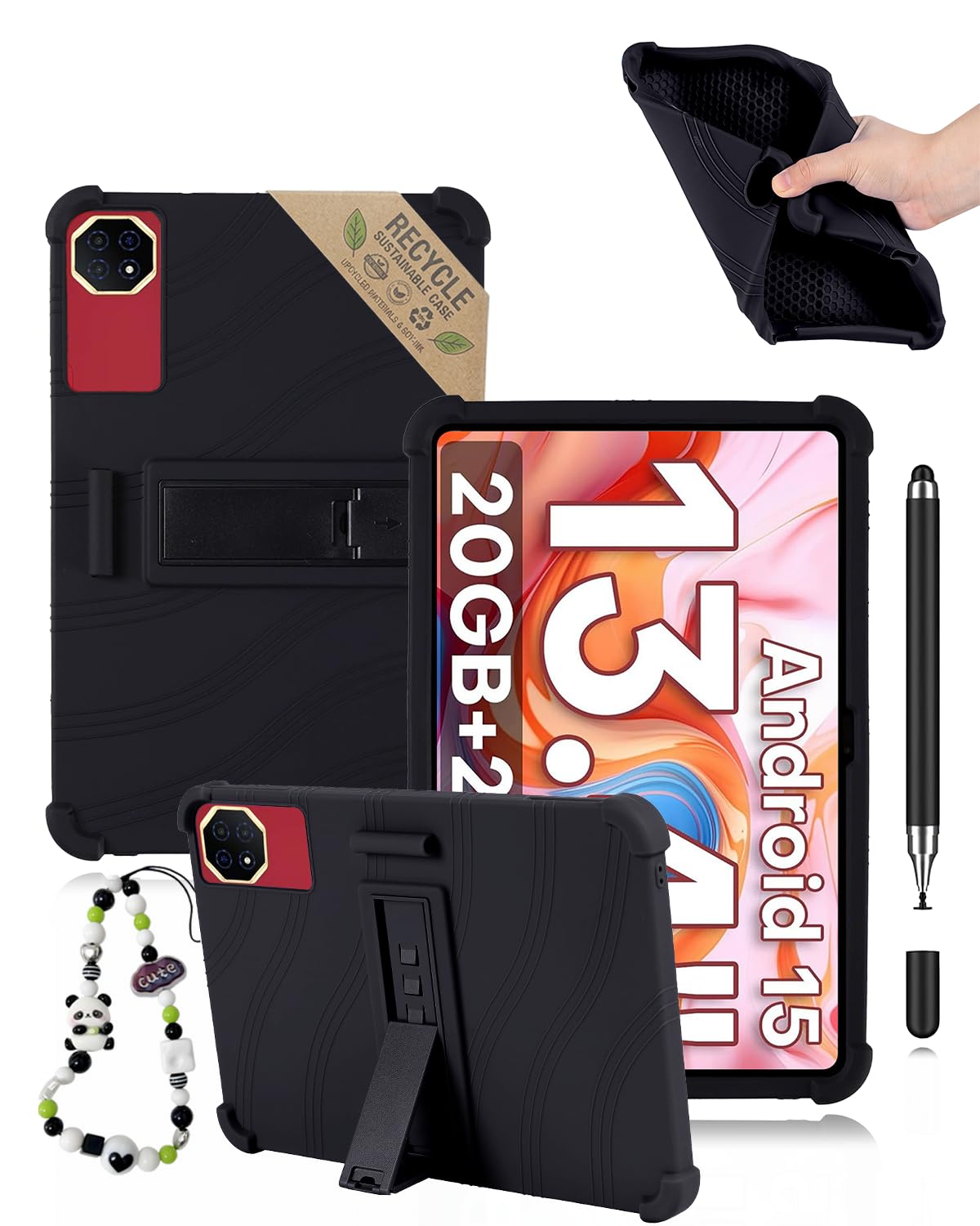 Accessoire TECLAST T65 Plus Bequille Ajustable Powfix Silicone Leger Noir avec Stylet - 8