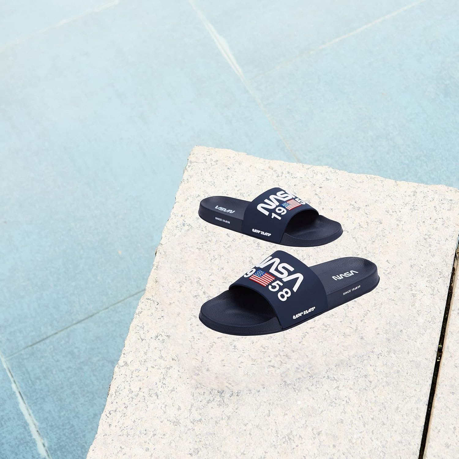 NASA Slides Sandal for Men Size 12 Navy Blue