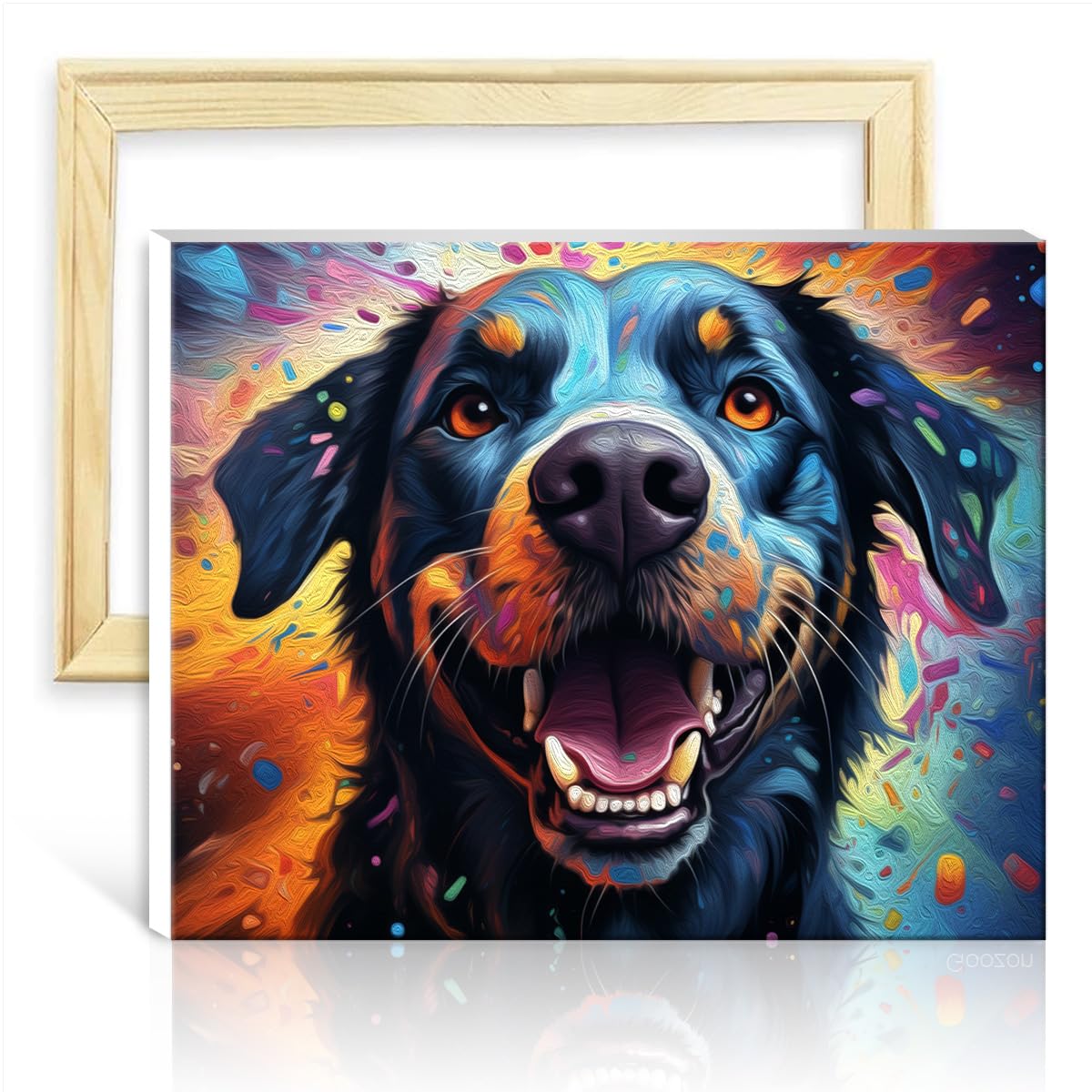 TANGFEIY Canvas Oil Painting Kit Cute Dog on Canvas Painting Adults Beginner with Brushes and Acrylic Pigment Perfect Home Wall Decor with Frame(30x40cm)