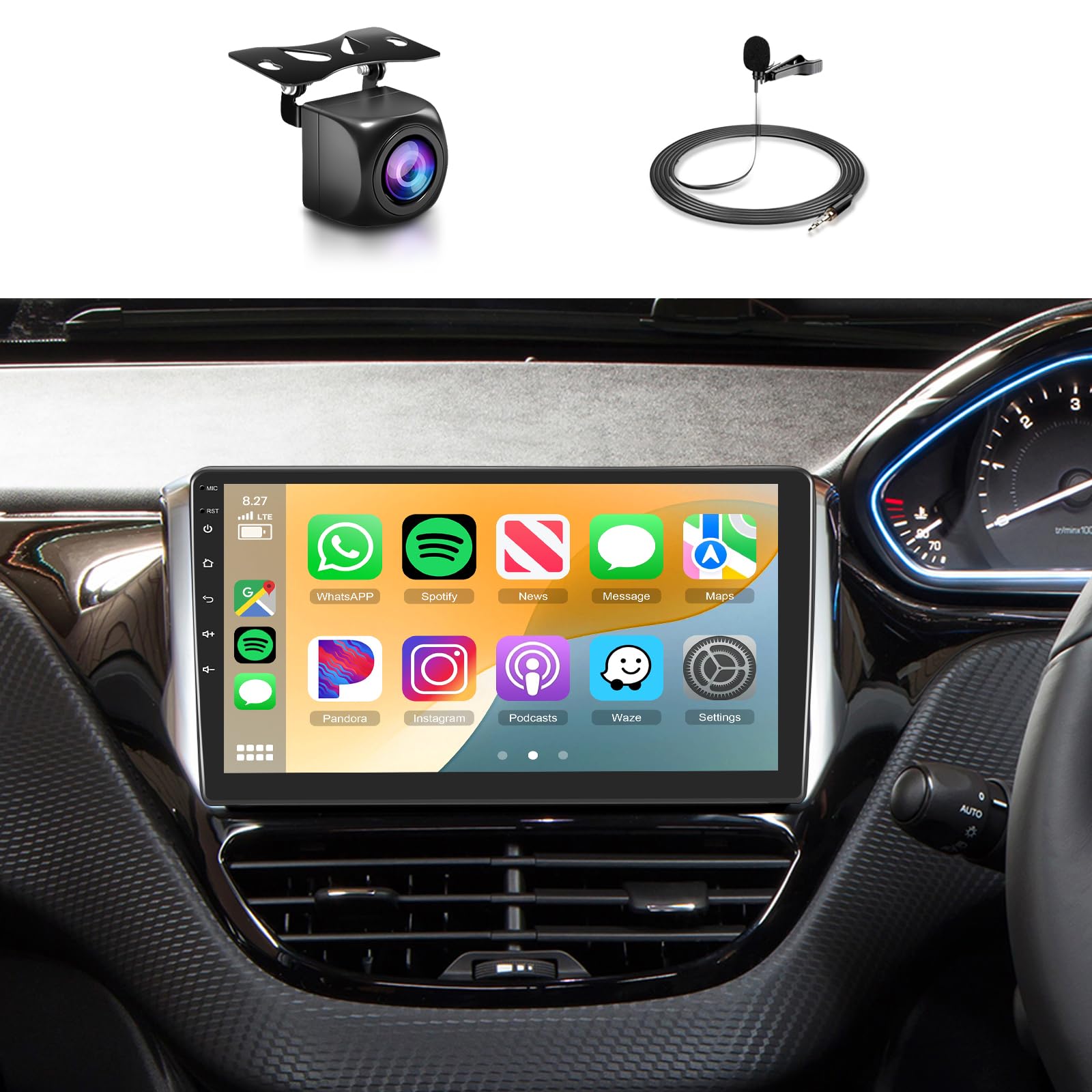 Autoradio [4G+64G] pour Peugeot 208/2008 (2012-2018), écran Tactile 10,1 Pouces, Android 13 CarPlay Android Auto, BT5.0 WiFi GPS RDS FM EQ