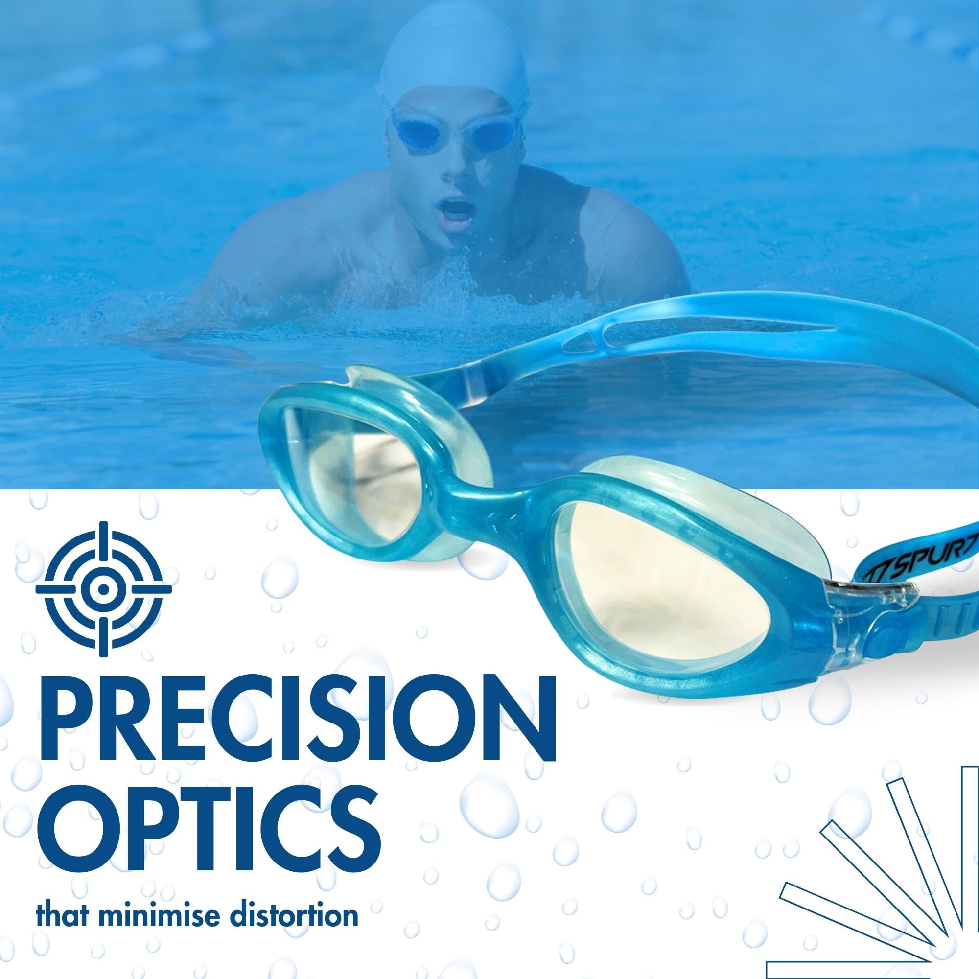 SPURT Energy Blue Adult Anti-Fog UV Protected Swim Goggles - Image 3