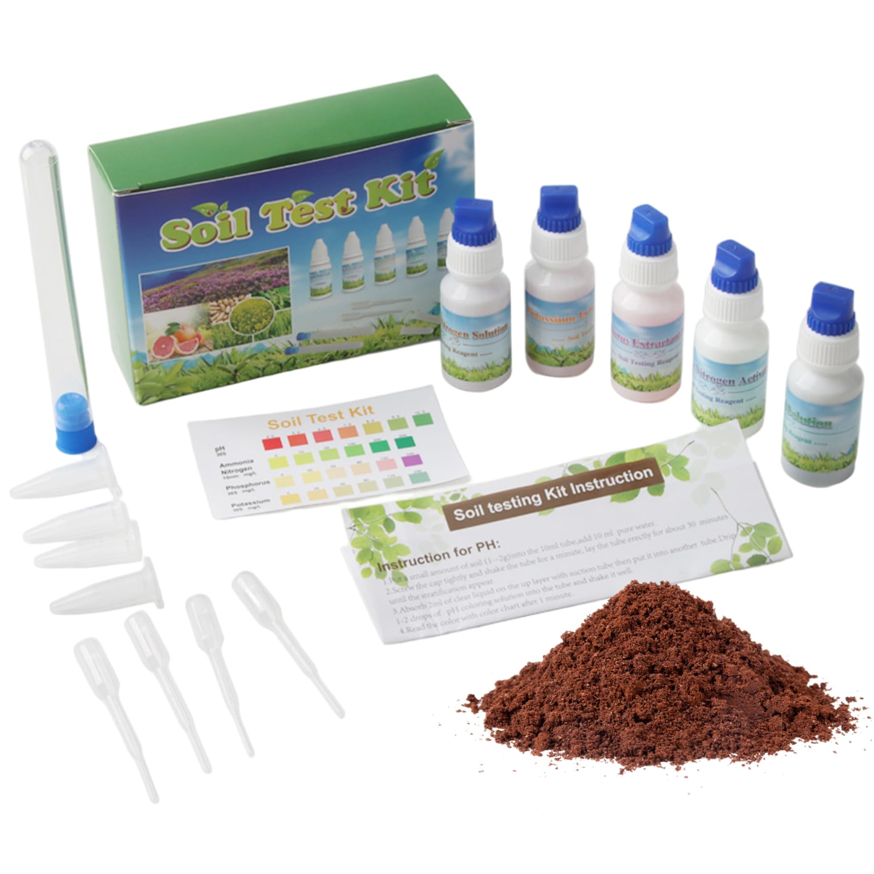 Porgeel Soil Test Kit, 1 Set Soil Tester for Garden Nutrients, Nitrogen Phosphorus Potassium Test Kit for Agriculture Gardening Lawn Yard
