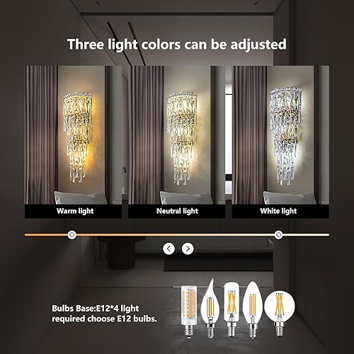 Miniatura 3 de Fang Yan Mei Moderno aplique de pared de cristal K9, lámpara de pared con acabado dorado, lámpara de pared de gotas de cristal acrílico, lámpara de