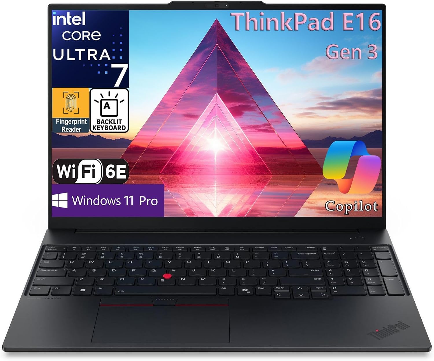 Lenovo ThinkPad E16 Gen 3 Laptop Computer Business, Intel 16-Core Ultra 7 255H (Beat i9-13900H), 32GB DDR5 RAM, 2TB PCIe SSD, WiFi 6E, 16″ FHD+, Fingerprint Reader, Backlit Keyboard, Windows 11 Pro
