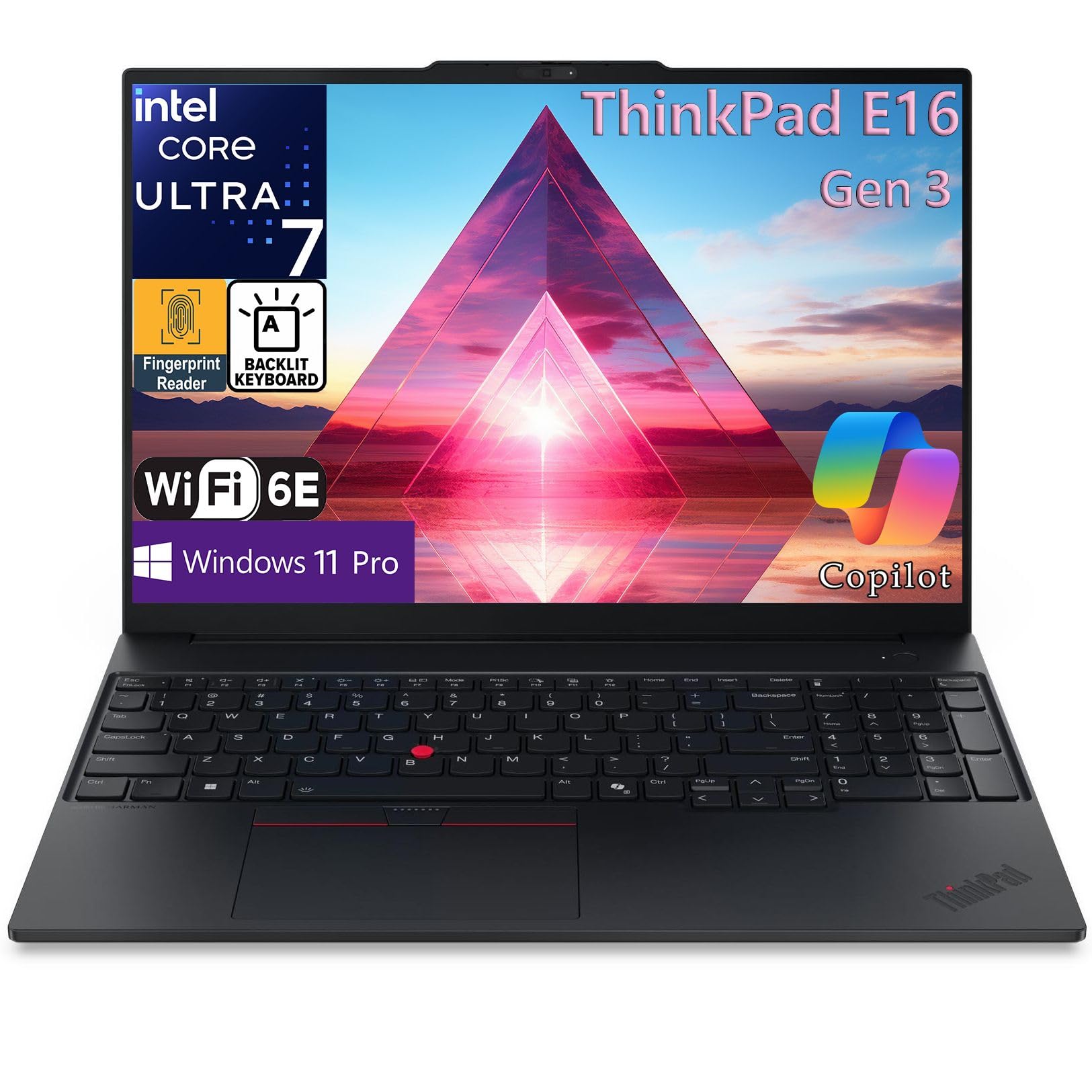 Lenovo ThinkPad E16 Gen 3 Laptop Computer Business, Intel 16-Core Ultra 7 255H (Beat i9-13900H), 32GB DDR5 RAM, 2TB PCIe SSD, WiFi 6E, 16" FHD+, Fingerprint Reader, Backlit Keyboard, Windows 11 Pro