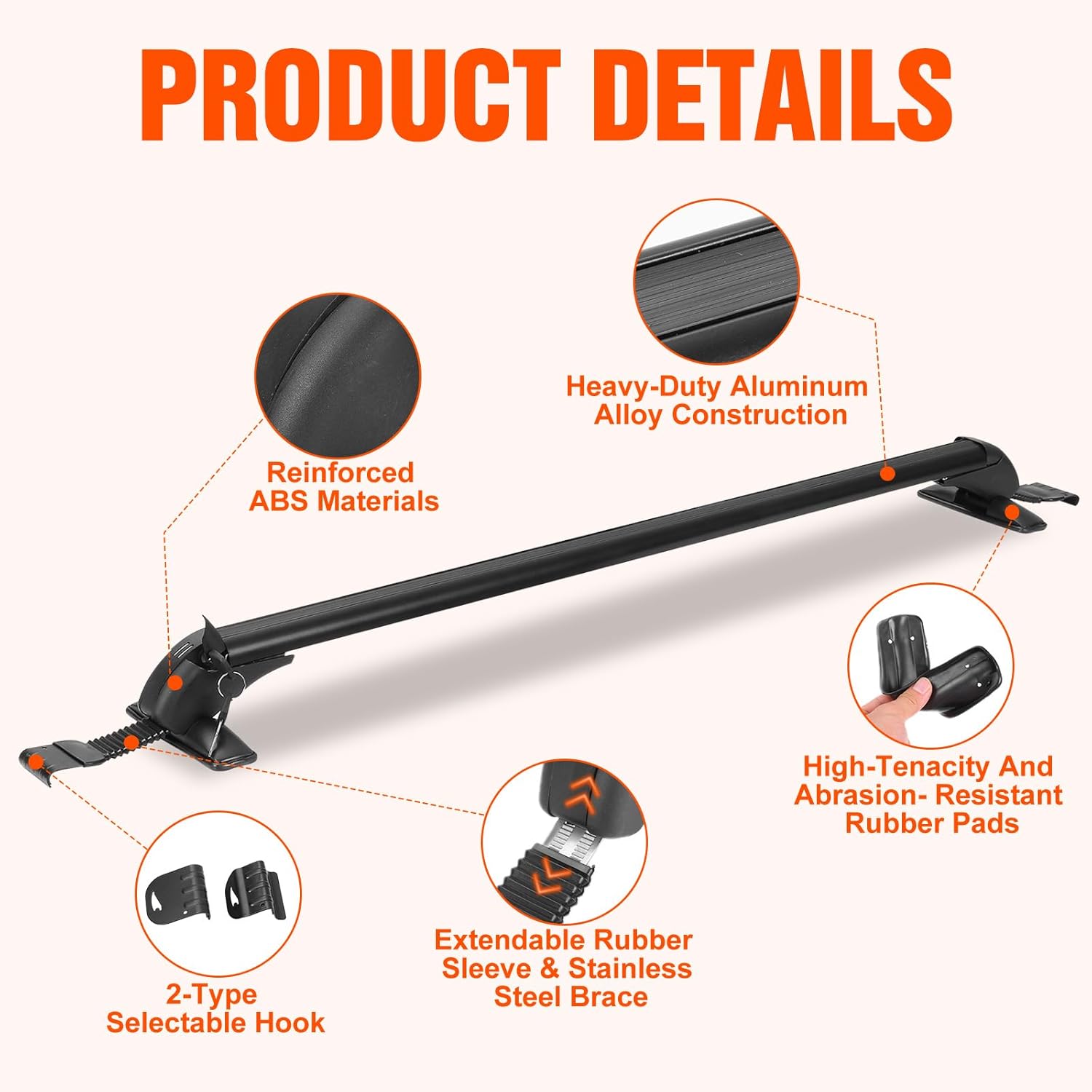 43" Universal Car Roof Rack, Upgraded Adjustable Window Frame Roof Bars Anti-Theft Lock Aluminum Crossbars Carrier Holders Brackets for Car Without Side Rails