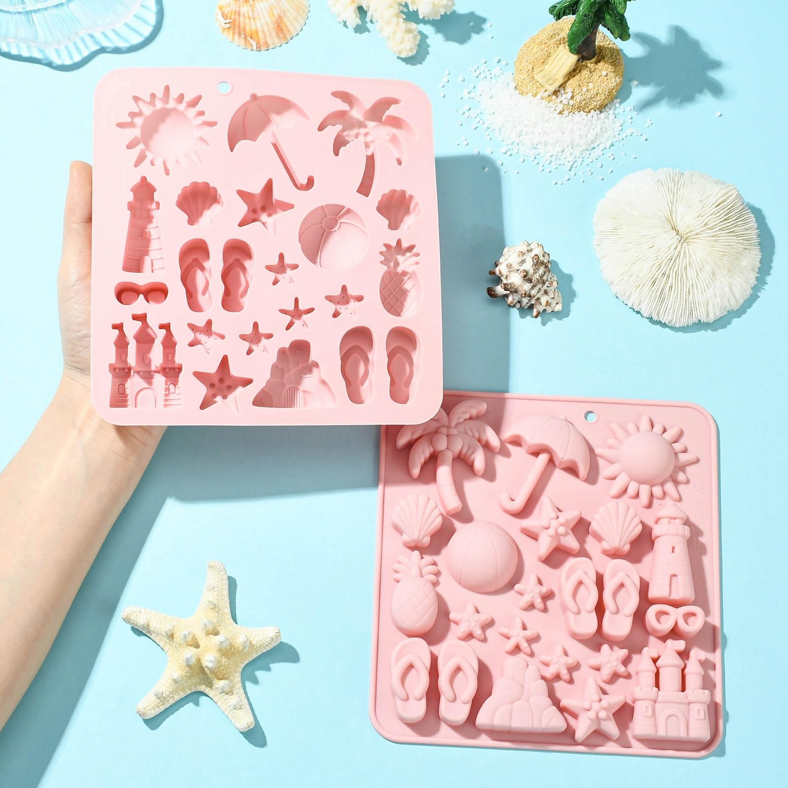 UR URLIFEHALL 2 Pcs Holiday Theme Silicone Moulds Flip Flop Star Chocolate Moulds for Cake Bread Candy Pudding Butter Biscuit Making Crafts - Image 4