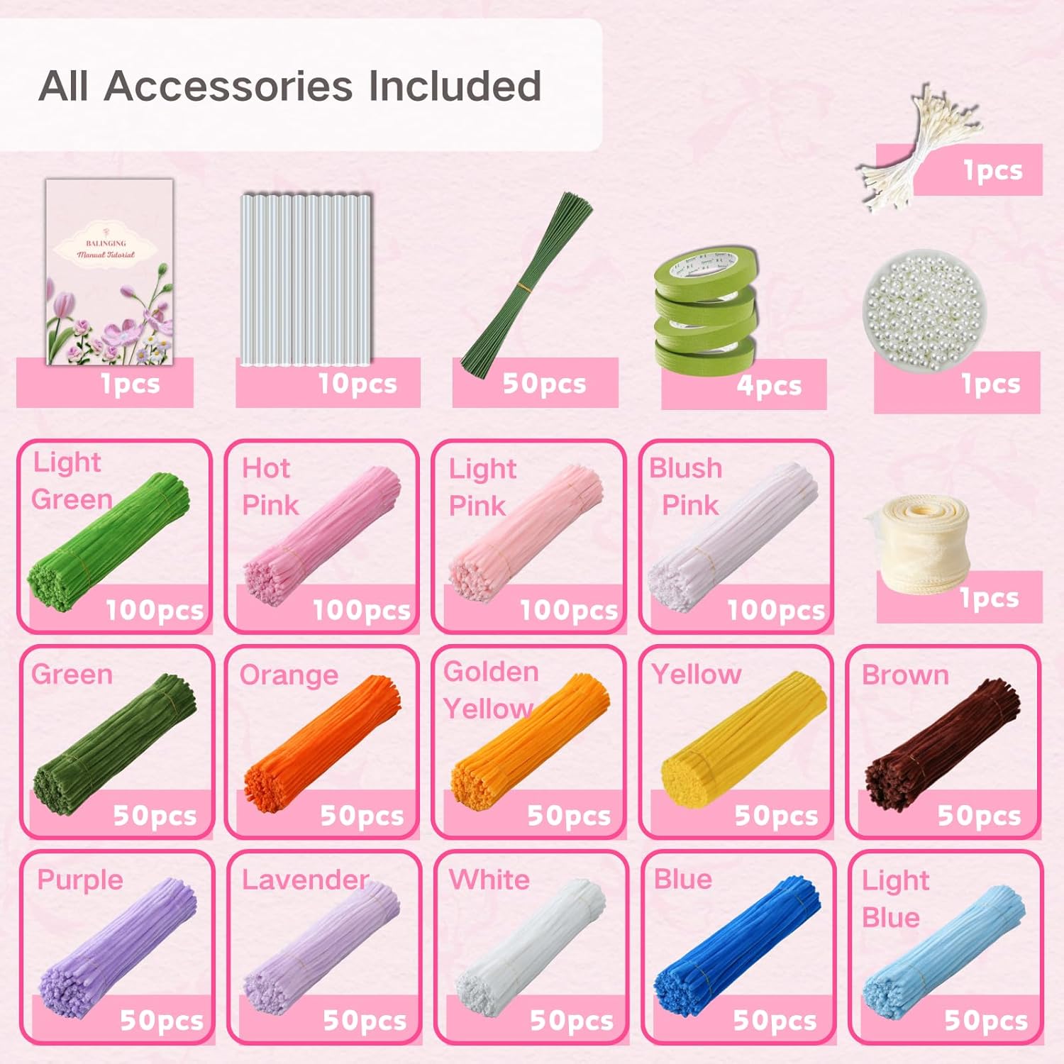 Balinging Upgraded 900 pcs Colorful Chenille Pipe Cleaners for Crafts, Extra Fuzzy Flexible Stems, 12 Inch Length for DIY Art, Kids and Adults Creative Projects