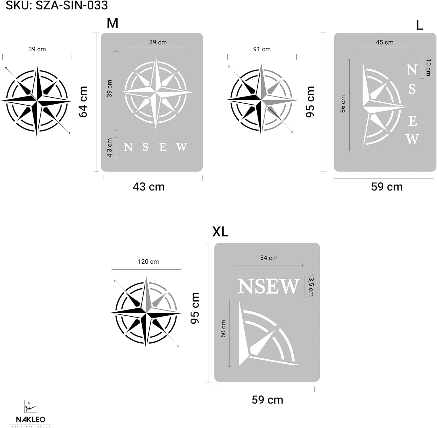 NAKLEO Geometric Large Wall Painting Stencil Diameter 35.8”, Circle Compass Wind Rose Pattern, Reusable Plastic Template, DIY Art and Craft Home Decor, Floor Wood Fabric Furniture