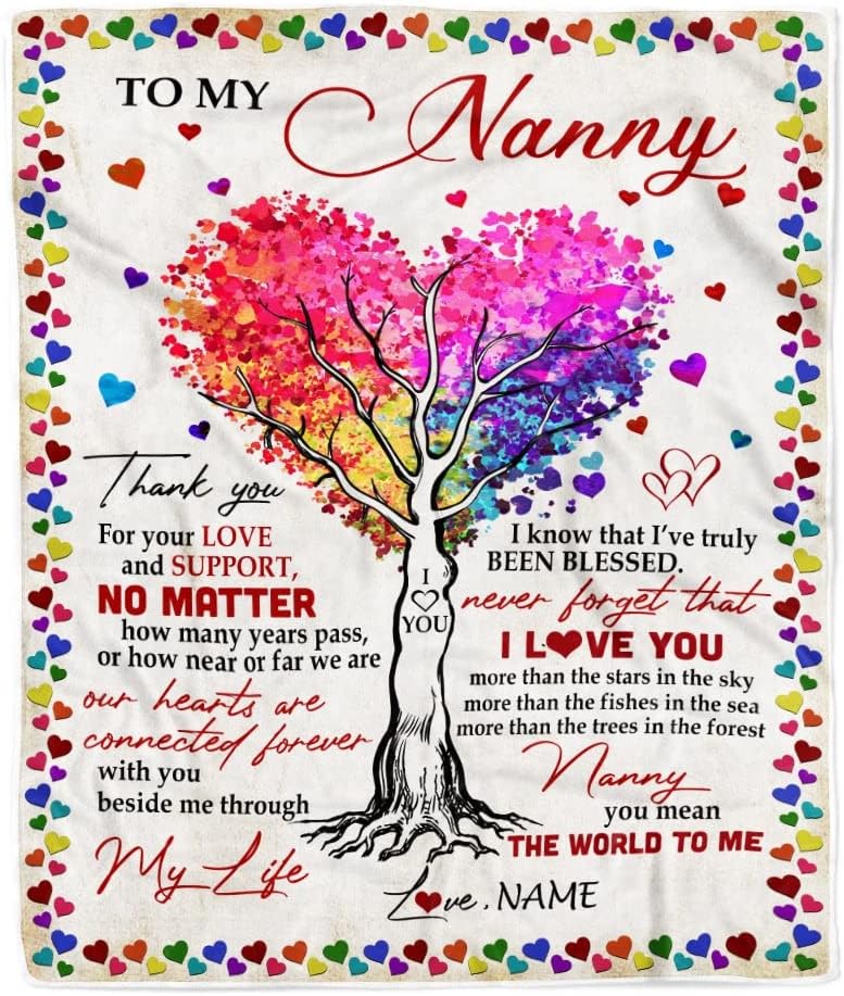 Personalized to My Nanny Blanket from Kids Never Forget That I Love You You Mean The World to Me Nanny Birthday Mothers Day Christmas Fleece Blanket (60 x 80 in Adult Size)