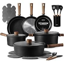 CAROTE 21pcs Pots and Pans Set, Nonstick Cookware Sets