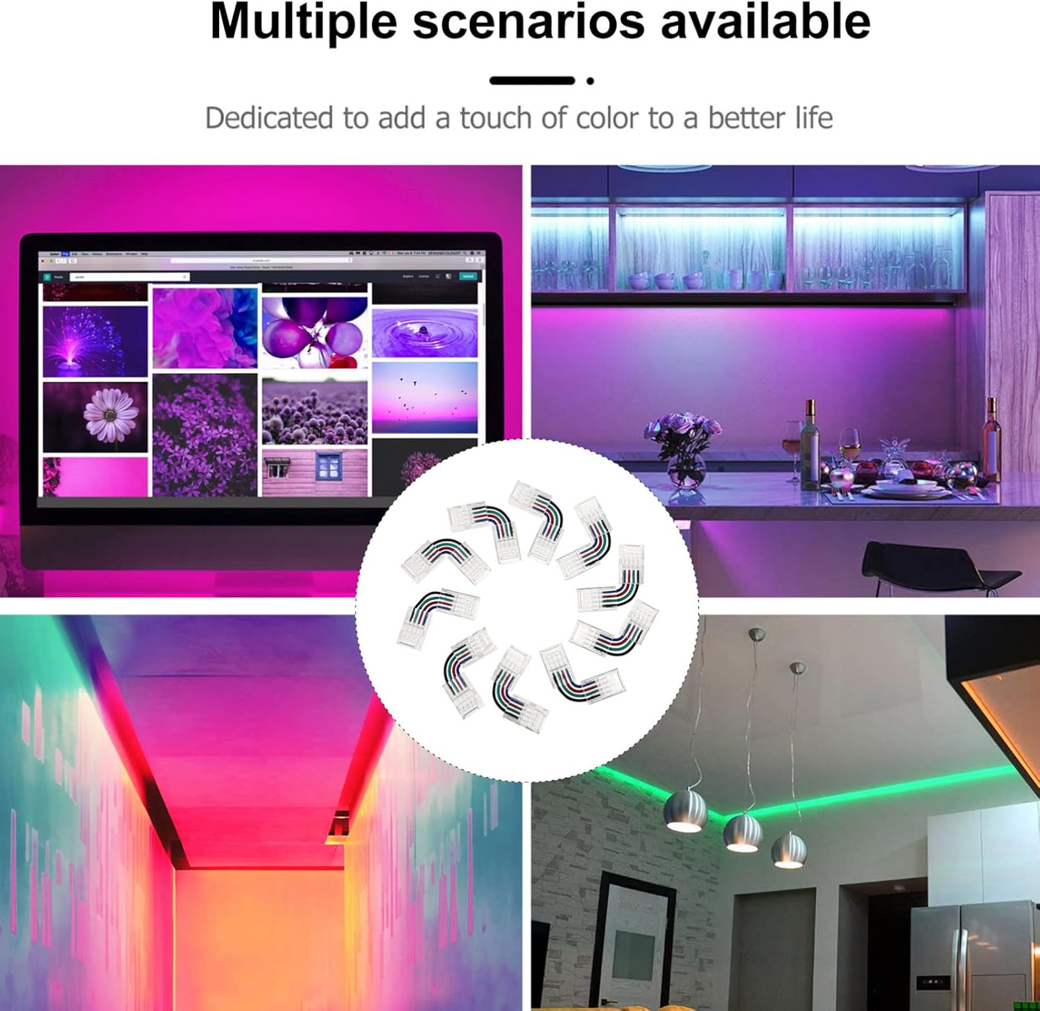 Alipis 50pcs Solderless Shape Pin Led Connectors for Wide Rgb Led Strip Lights Easy to Install Material for Quick Connections