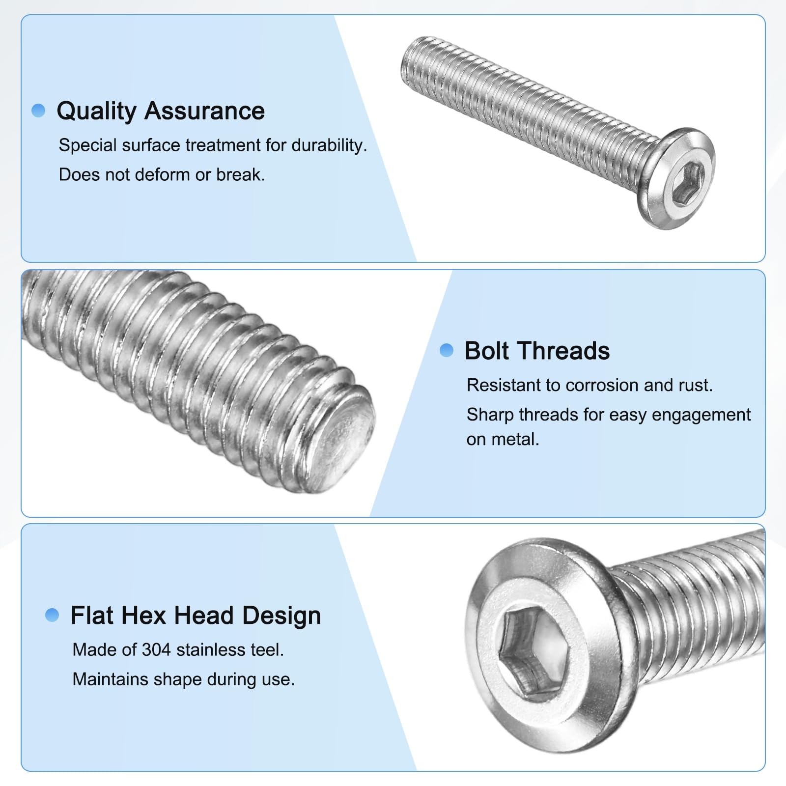 M METERXITY 10-Pack Flat Head Socket Cap Screws - Image 2