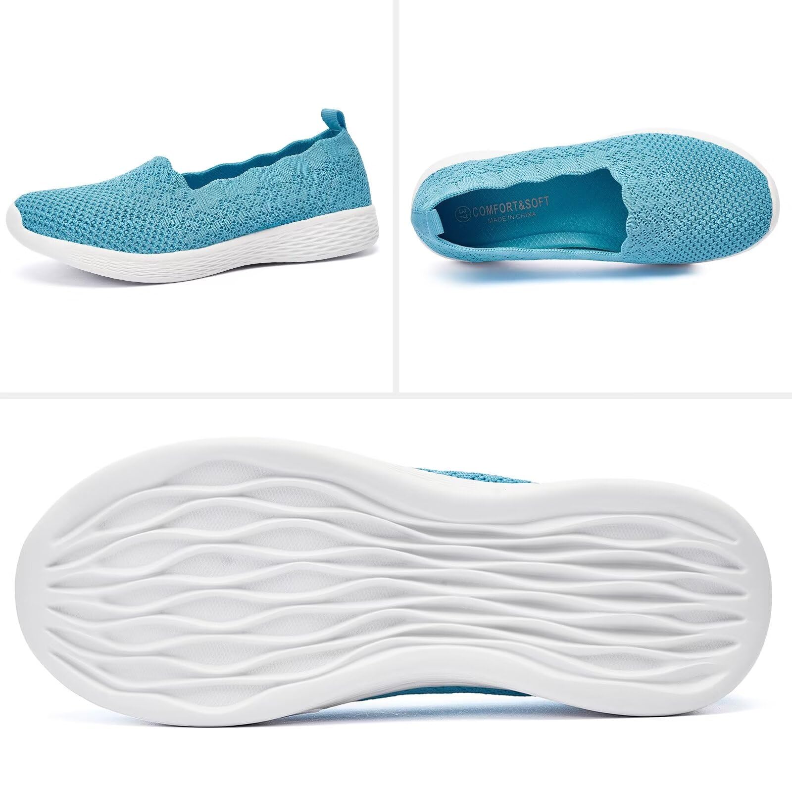 Puxowe Scarpe Mocassini Slip On da Donna Eleganti Leggere Fitness Casual Outdoor Passeggio Maglieria Piatte Sneakers