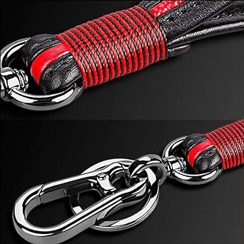 Handmade Genuine Leather Black Chrome Finish Detachable Valet Keychain, Premium Car fob Key Chain Loop Ring Bag for Men Women in Gift Box fit Mercedes BMW Cadillac Lexus Ford Toyota Audi VW Honda