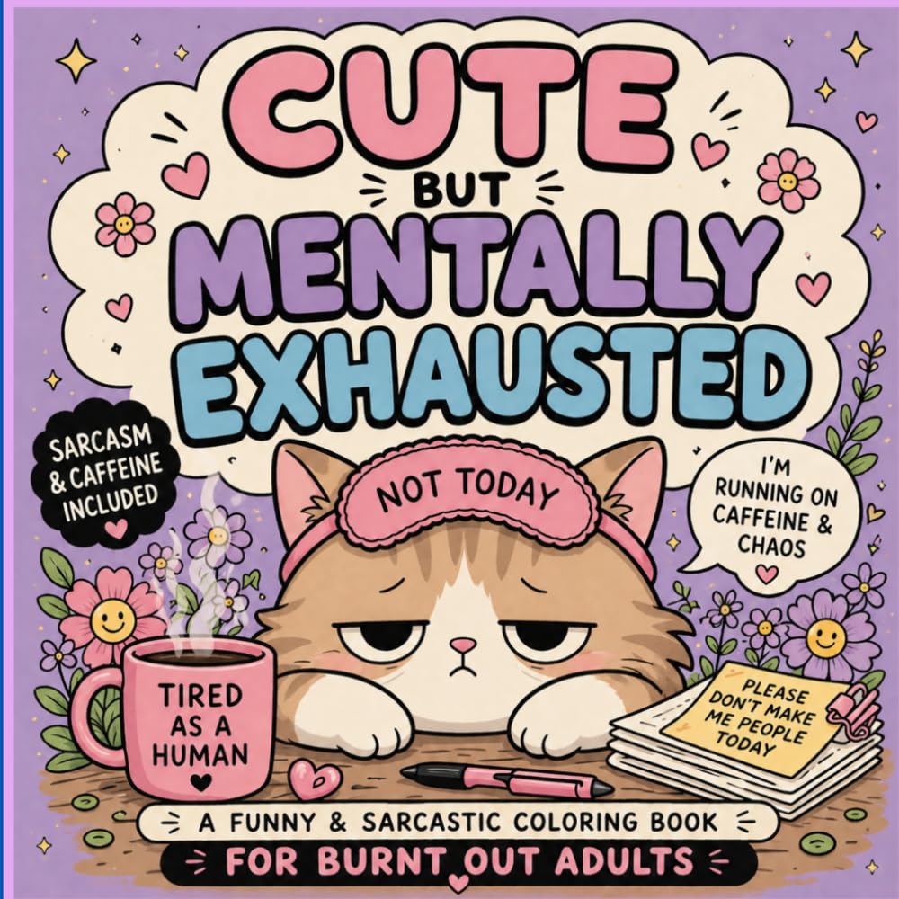 Cute But Mentally Exhausted: A Funny & Sarcastic Coloring Book for Burnt Out Adults