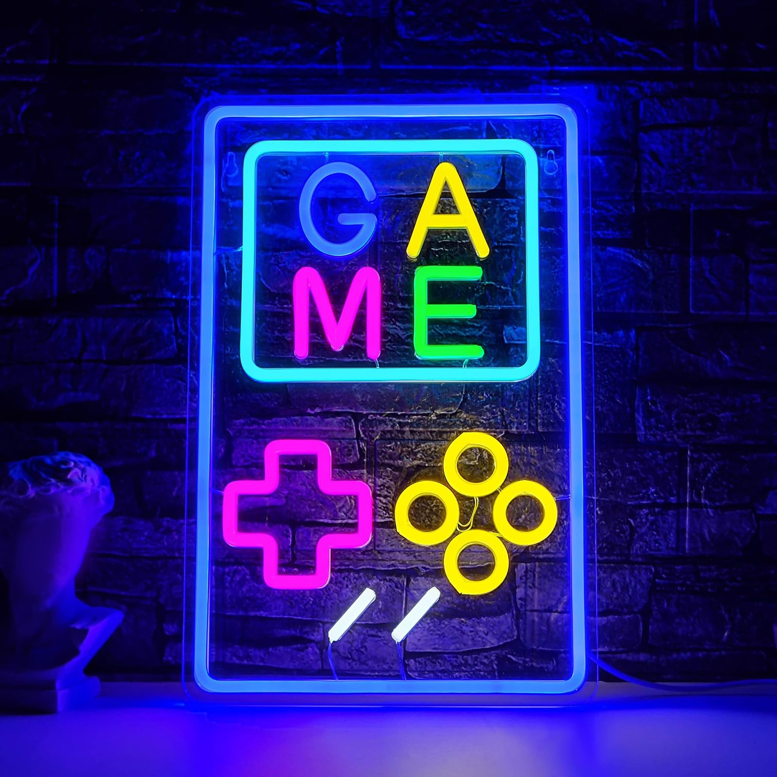 Neon do gier akrylowy LED z możliwością przyciemniania przenośna konsola do gier USB lampa neonowa dekoracje ścienne dla nastolatków chłopcy sypialnia pokój gier Party Decor Retro
