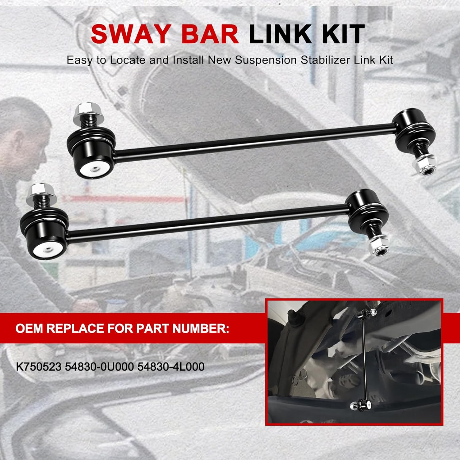 2Pcs K750523 Front Sway Bar Link Kit Suspension Compatible with Hyundai Accent 2012-2022, for Elantra 2011-2016, Stabilizer Bars for Kia forte 2014-2018, for Rio 2012-2021, for Soul 2014-2019