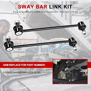 2Pcs K750523 Front Sway Bar Link Kit Suspension Compatible with Hyundai Accent 2012-2022, for Elantra 2011-2016, Stabilizer Bars for Kia forte 2014-2018, for Rio 2012-2021, for Soul 2014-2019