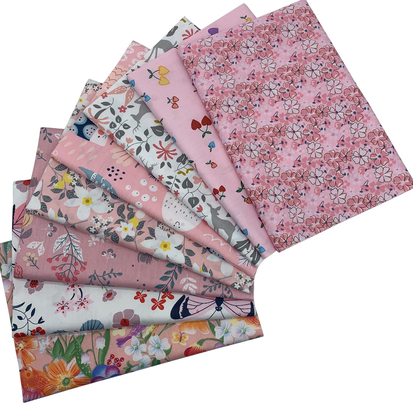 aufodara 8pcs Cotton Fabric Squares Patchwork 50 x 50cm Sewing Quilting Bundle DIY Crafting Fabric (Pink) - Image 2