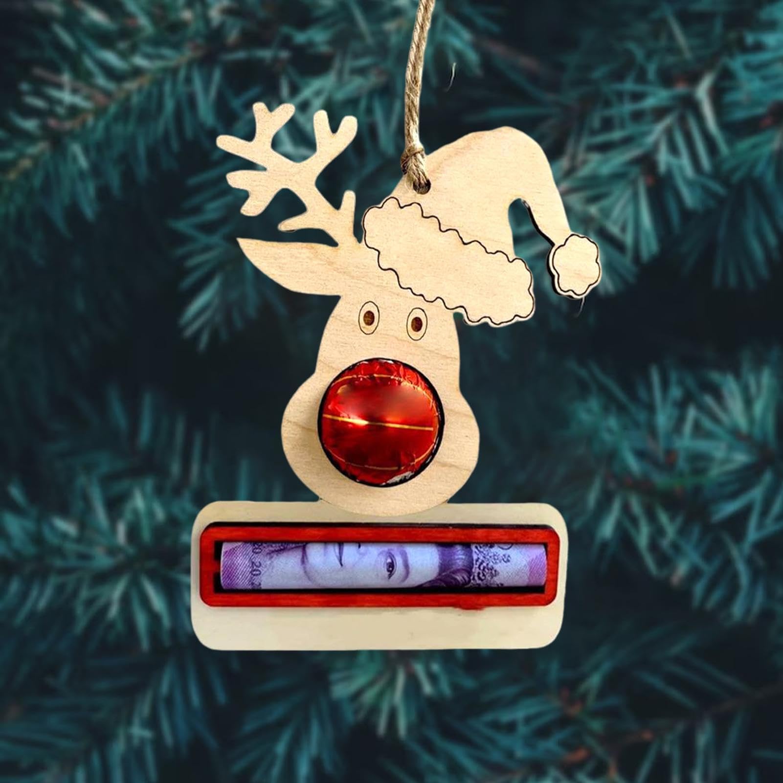 Adorno para árbol de Navidad con Soporte para Dinero, Titular de Dinero Hecho a Mano para Regalo en Efectivo, Decoración para, se Pueden Escribir bendiciones en la Parte Posterior.