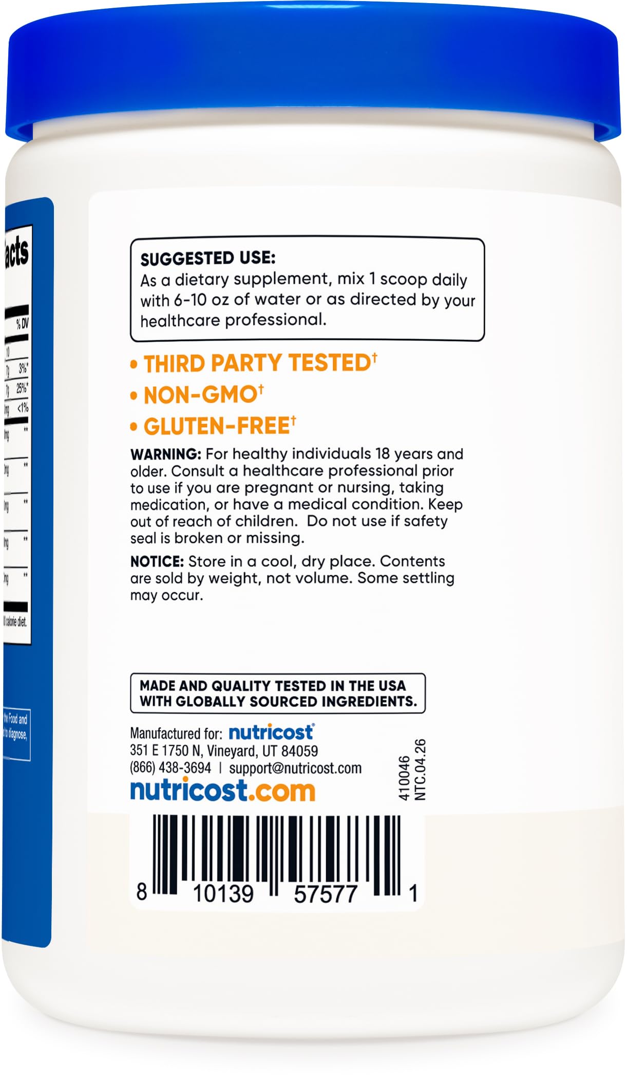 Nutricost Prebiotic Fiber Unflavored (1 Pound) Gluten Free — Amazon image 4