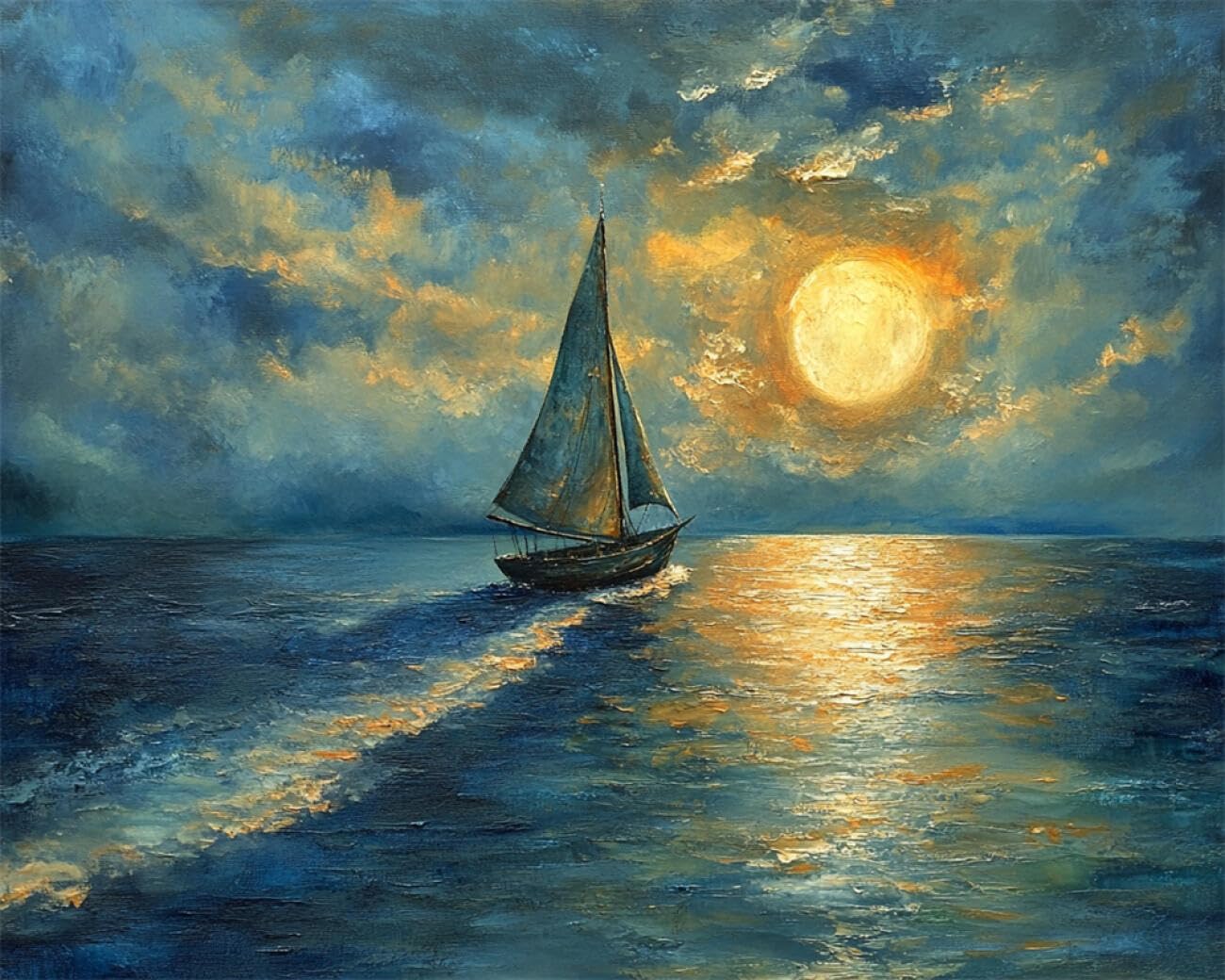 RKFLGEW DIY Embroidery Set Sea Sailing Boat 40x50cm