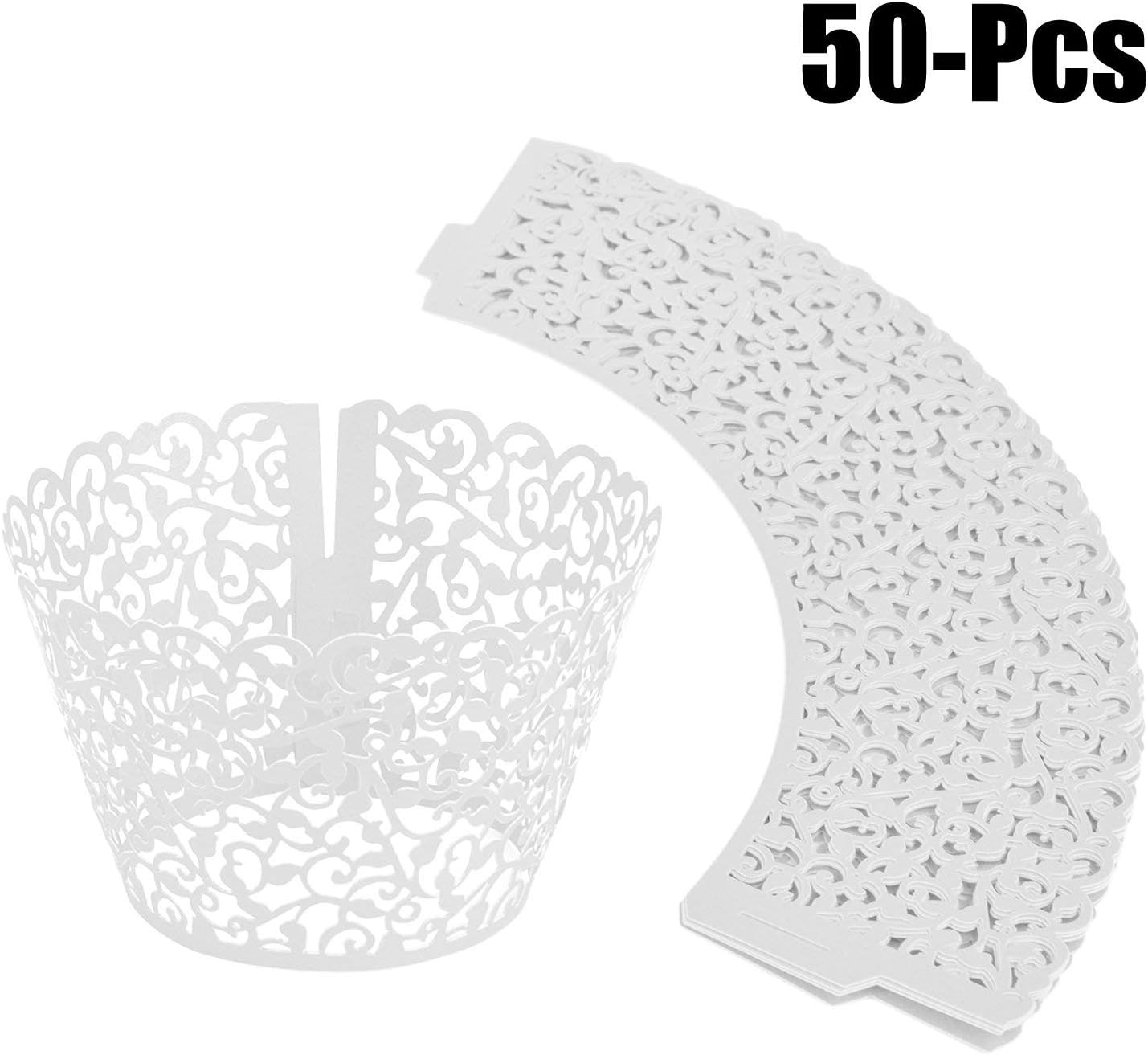 Funpa Cupcake Wrapper, 50Pcs Hollow Cupcake Wrapper Artistic Cupcake Lace Cup
