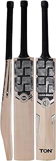 SS Premium Silver Kashmir Willow Cricket Bat - SH Selected Grade 3 Air Dried Willow Massive TON Edges 3-Tone Grip Wide Play Area with SS Bat Cover Made in India