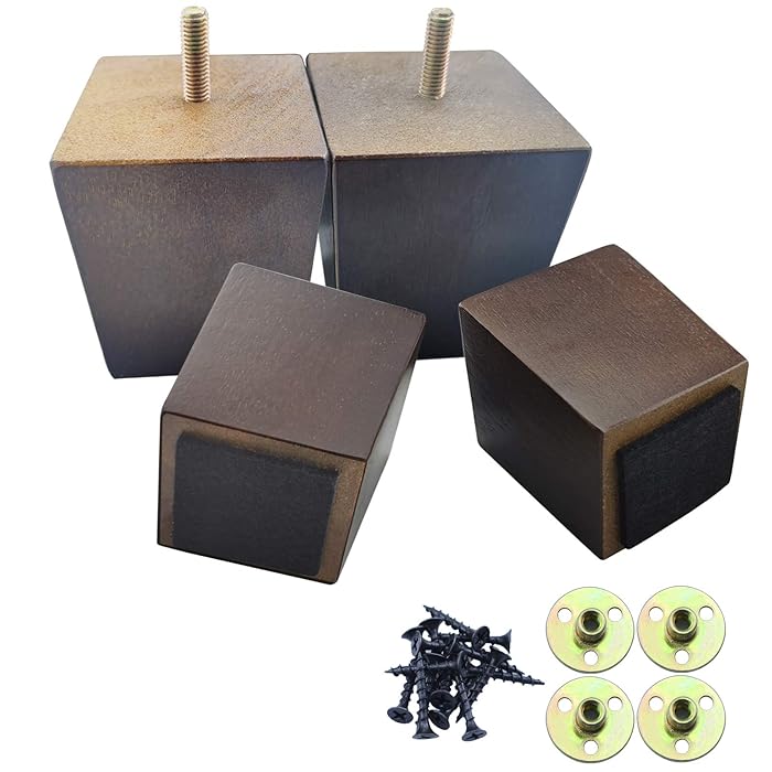 Buy Couch Legs 3 inch Square Wood Furniture Legs, Mid Century Modern
