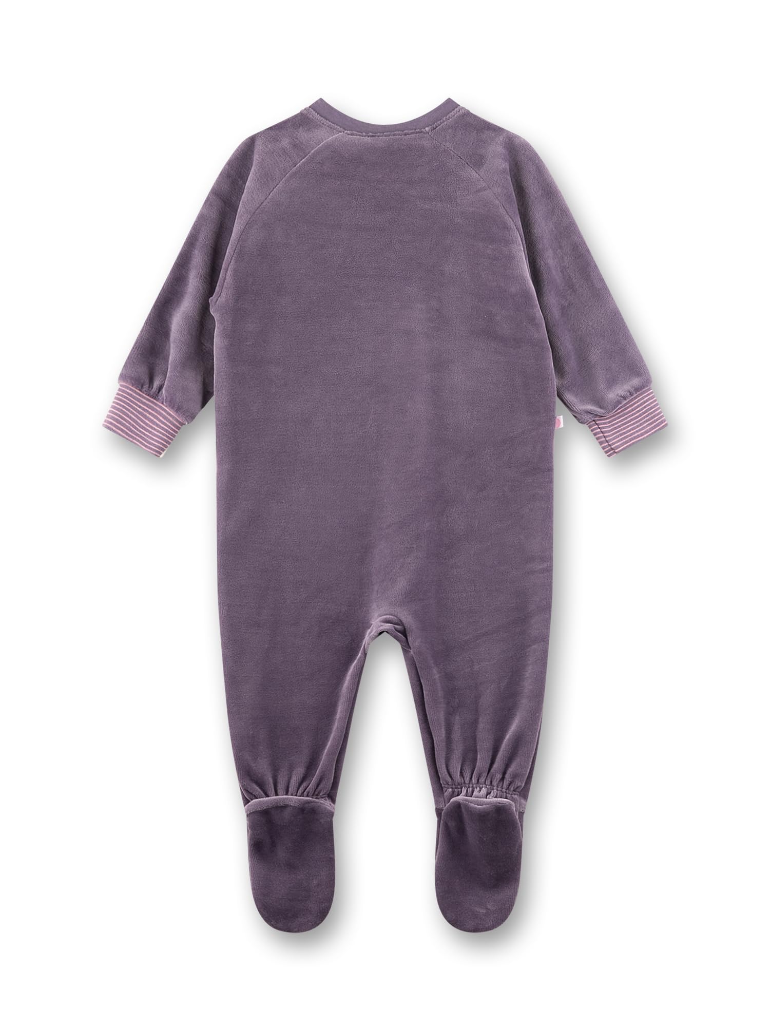 Sanetta Baby-Strampler lila Esel aus Nicki | Praktischer und bequemer Strampler aus Nicki für Mädchen.