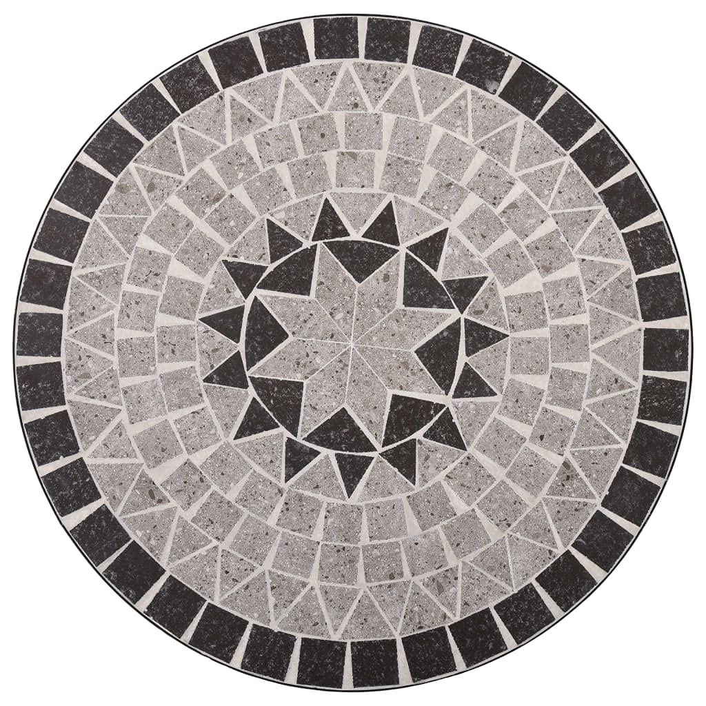 vidaXL Set de Mesa y Sillas de Bistró 3 Piezas con Mosaico Cerámica Hogar Jardín Comedor Bricolaje Decoración Diseño Estilo Mobiliario Muebles Gris