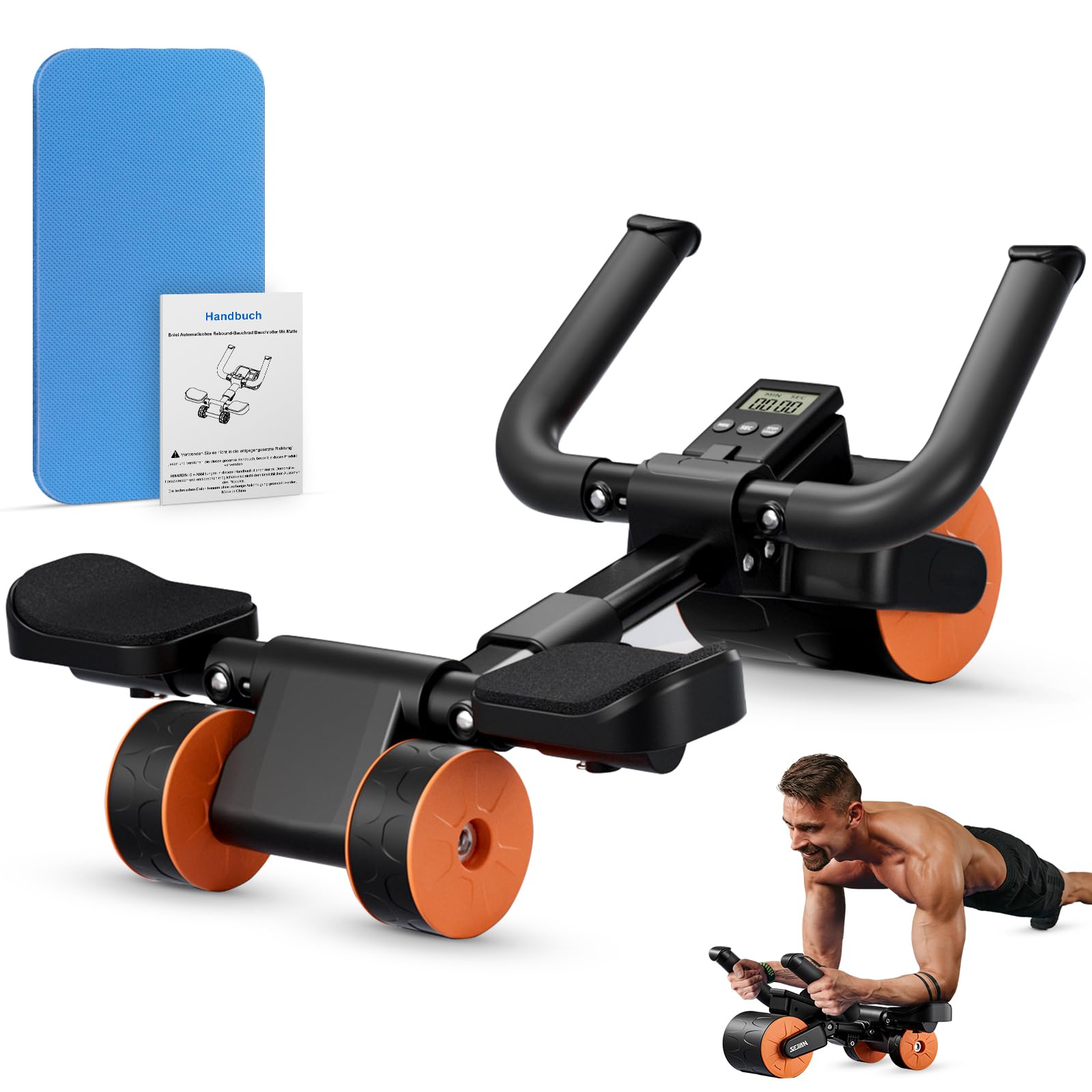 Automatische Rebound Ab Roller met Verstelbare Elleboogsteun en Geïntegreerd Display