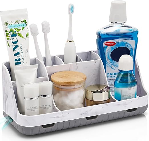Marble Bathroom Countertop Organizer