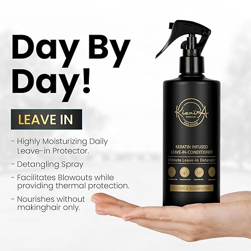 Miniatura 2 de KizaiaCare Hidratante y desenredante sin enjuague. Uso diario para cabello seco, enredado, encrespado. Añade brillo y protección contra el calor con