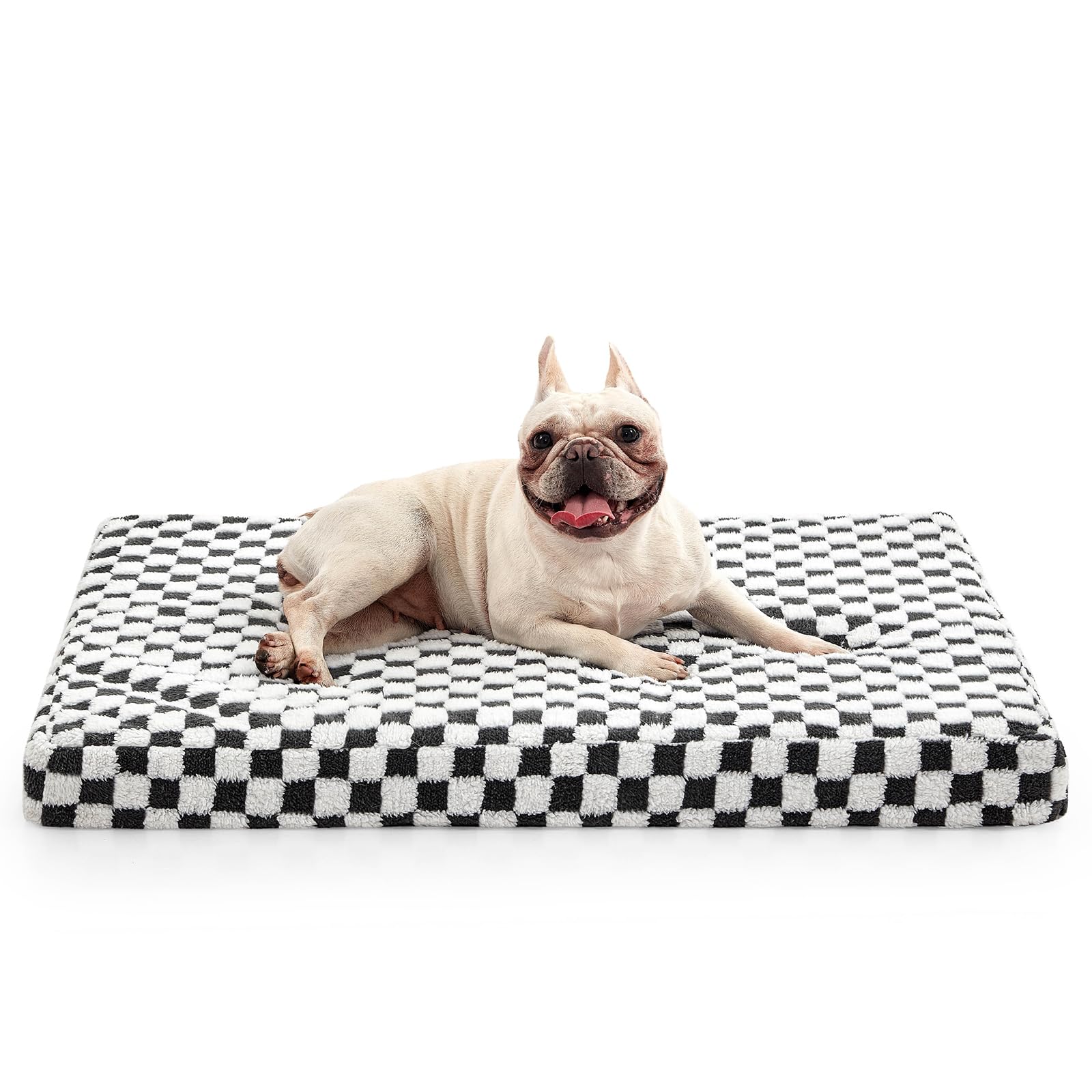 JOEJOY Cama para perros grandes, cama ortopédica grande para perros con funda extraíble lavable, bonita cama moderna de felpa y espuma viscoelástica para perro, 30 x 20 pulgadas, color gris