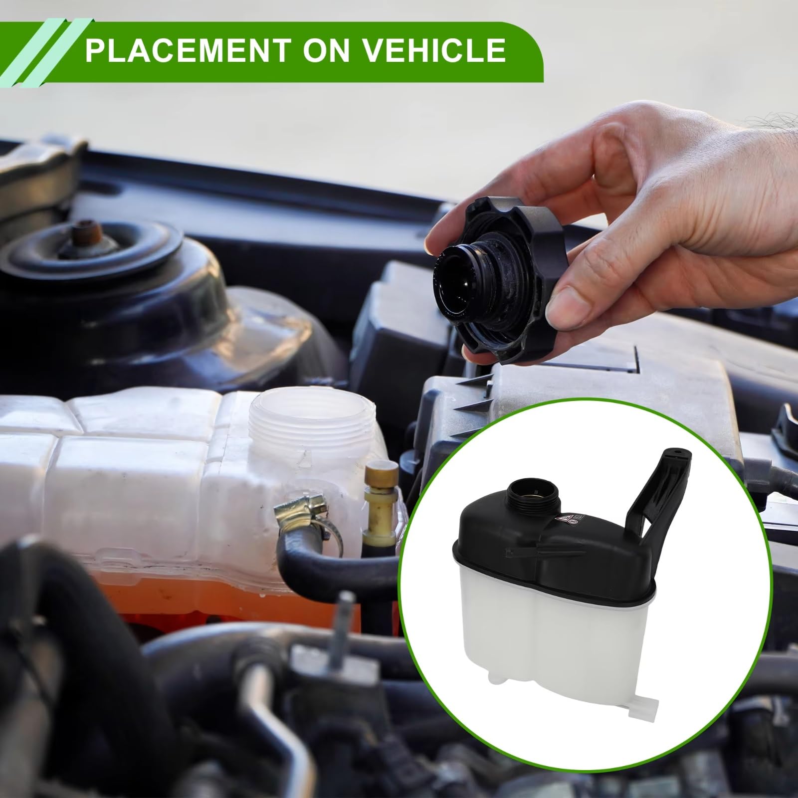 Refrigerante Depósito Compatible con Benz para W169 W245 2004-2012 1695000049 Depósito De Refrigerante Tanque De Expansión De Agua Botella De Recuperación De Refrigerante Resistente Al Calor