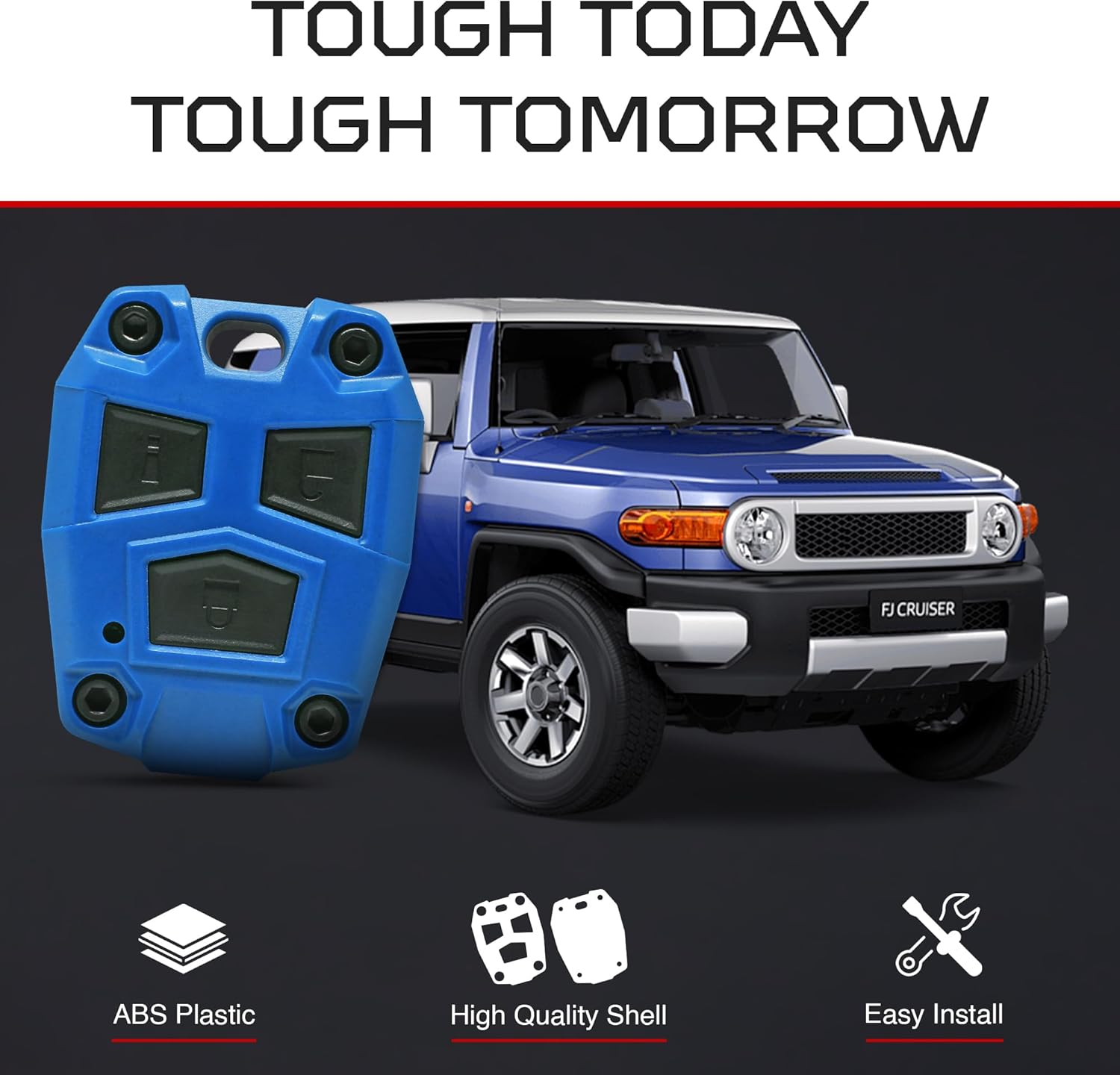 AJT Design ABS Plastic Keyfob Case for FJ Cruiser (2008-2014) | Key Fob Replacement Shell Only (No Electronics) | FJ Cruiser Accessories - Made in USA | Voodoo Blue