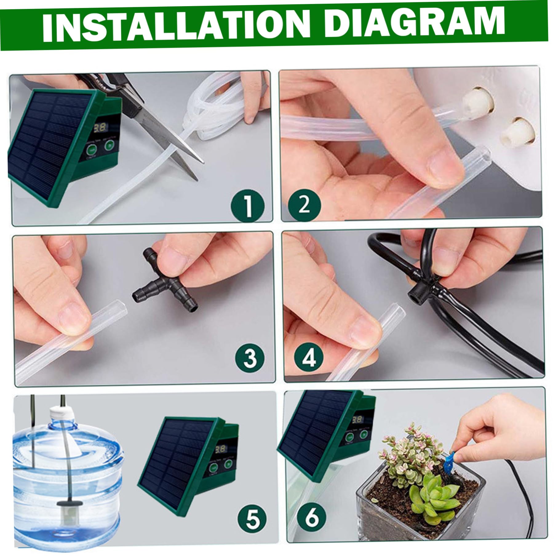 Irrigazione solare a goccia - Kit di irrigazione automatica delle piante con pannello solare e timer, giardino interno ed esterno