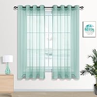 Vista 22 de Cortinas traslúcidas terracota de 84 pulgadas de largo para sala de estar y dormitorio, con ojales, estilo bohemio, aireadas, transparentes, de lino