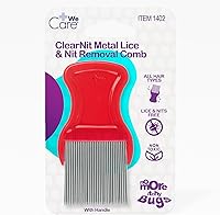 Dynarex ClearNit Lice Nit Removal Comb - Ultra-Fine Stainless Steel Teeth, Ergonomic Plastic Handle, All Hair Types, Red
