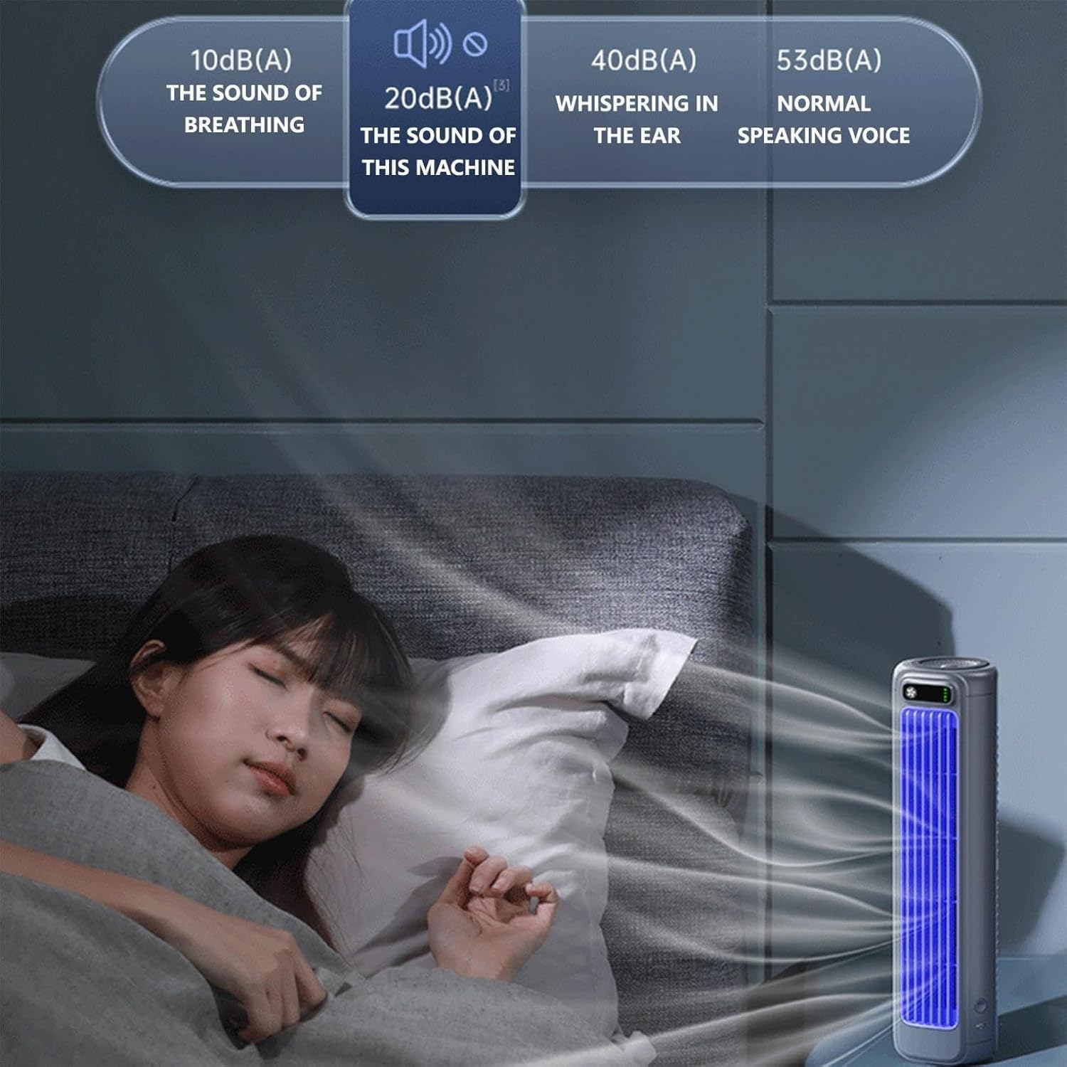 Raffreddatore d'aria portatile a torre con 3 velocità, ventola di raffreddamento silenziosa da scrivania per camera da letto, ufficio, cucina, condizionatore d'aria evaporativo compatto per casa
