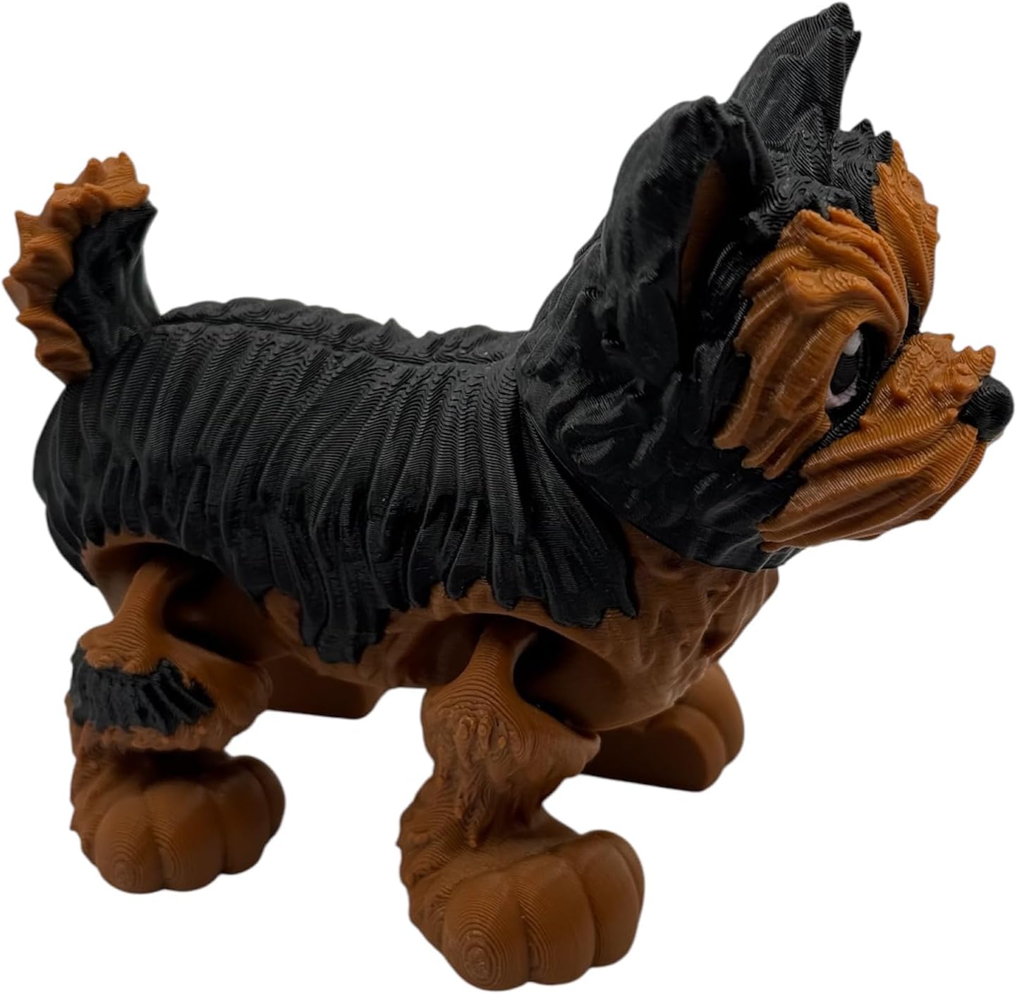 Articulated Yorkshire Terrier Dog Fidget Toy, 3D Printed Decoration, Black and Brown (Regular)