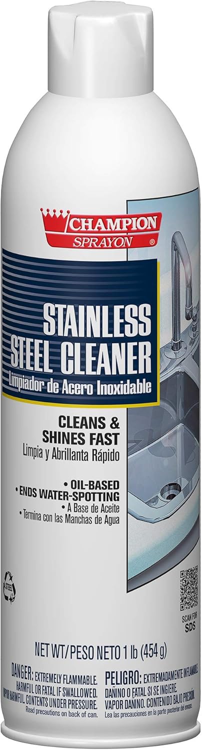 Stainless Steel Cleaner, Oil-Based Champion Sprayon 16 oz Can, Box of 3