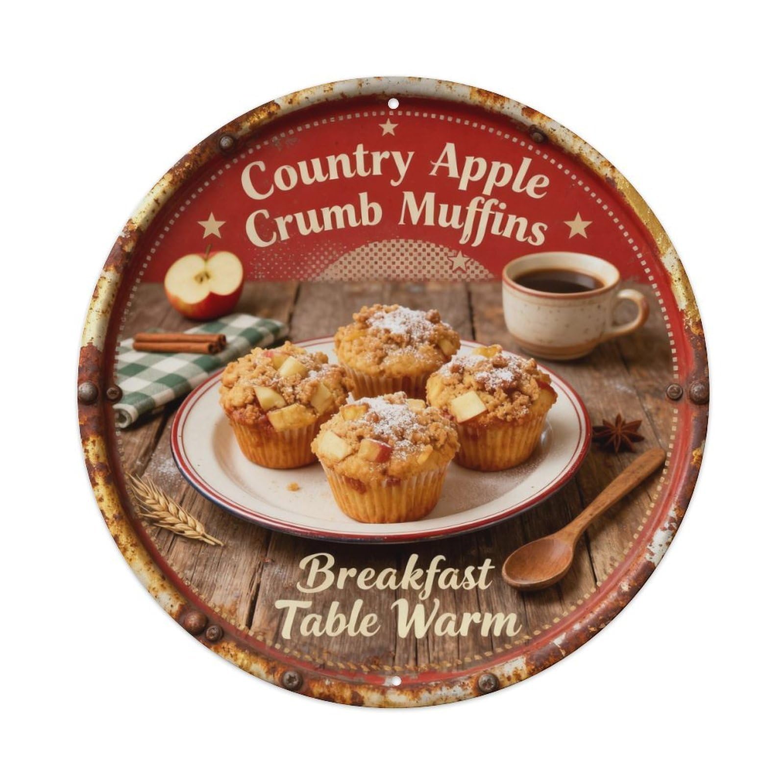 Apple Crumb Muffins Metal Tin Sign Plaque