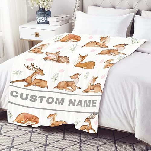 Miniatura 8 de BIGGER BLANKET Mantas personalizadas con nombre de ciervo, añade tu propio texto, acogedora manta de felpa ligera decorativa para mascotas, niños,